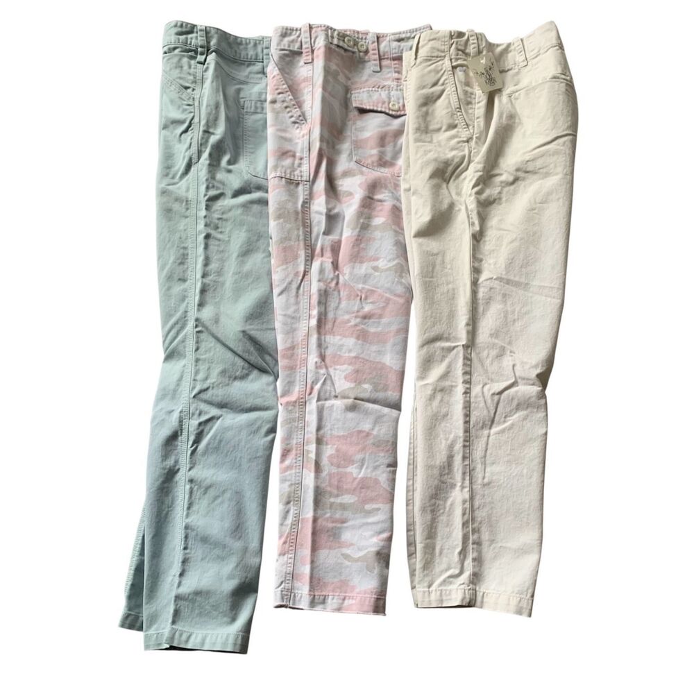 NEW NWT 3 PAIR G1 GOODS paperboy twill CROP PANTS LOT SET sz XS